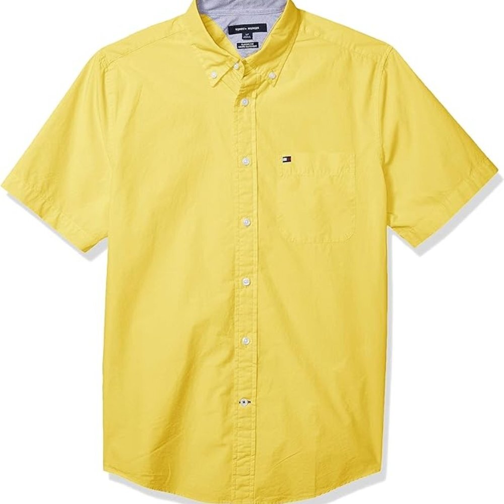 NWT Tommy Hilfiger Men's Short Sleeve Casual Button Poplin Shirt XL